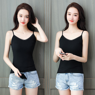 小背心性感内搭女蕾丝外穿小吊带衫 短款 黑色打底衫 吊带背心女夏季