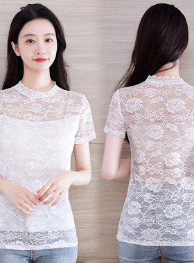 特价夏季女士蕾丝短袖t恤春春秋新款性感内搭外穿上衣小衫欧货潮