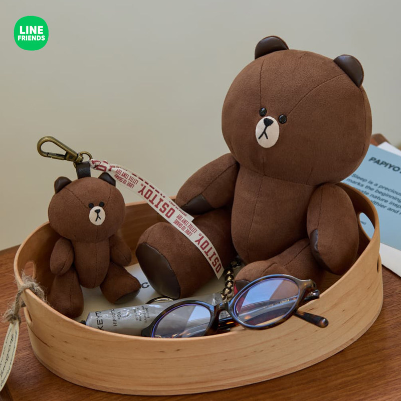 LINE FRIENDS布朗熊OSHITOY 15th纪念玩偶钥匙扣包挂件公仔礼物