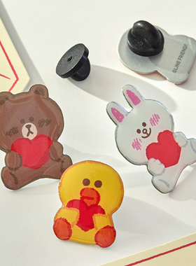 LINE FRIENDS布朗熊15th周年纪念徽章胸针衣服包帽子别针装饰胸针