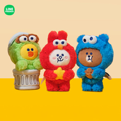 LINE FRIENDS布朗熊SESAME STREET芝麻街毛绒钥匙扣可爱包挂件