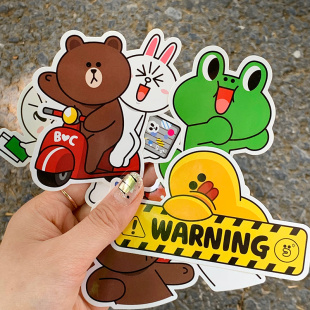 韩国LINE FRIENDS布朗熊贴纸行李箱笔记本电脑手机壳装饰贴画套装