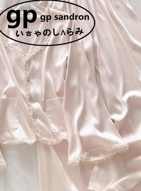 日本GP法式宫廷风真丝睡衣女春秋长袖甜美公主冰丝家居服套装夏季