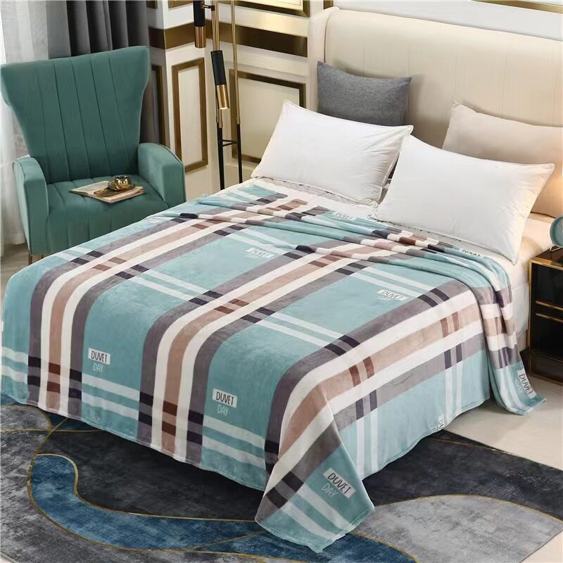 跨境牛奶绒毛毯双面加厚法兰绒毯子午睡盖毯促销赠送店庆活动热销