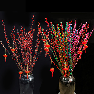 银柳真花腊梅花鲜枝干支插水开花室内客厅仿真花束新年银柳年宵花
