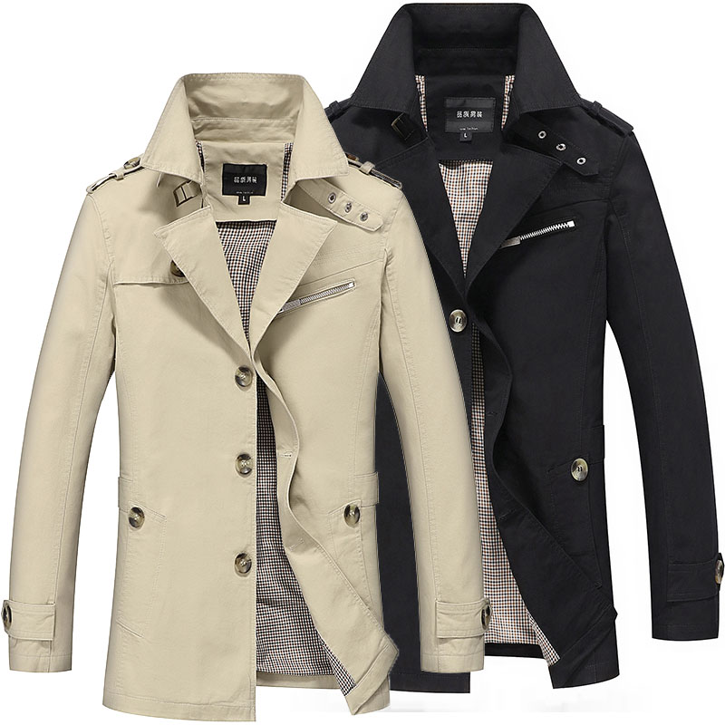 春秋季工装韩版修身新疆纯棉风衣