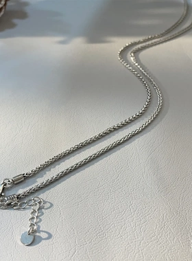 福氏足银925亮面做旧圆肖邦链纯银项链百搭链条文艺复古