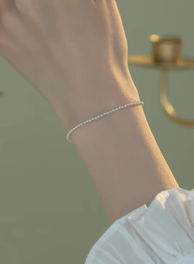 小米珠纯银手链小香风叠戴