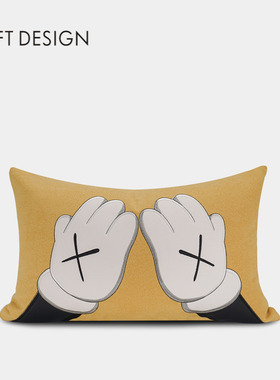 【现】左向黄色米奇手刺绣腰枕可爱儿童房男孩样板房高端靠垫套