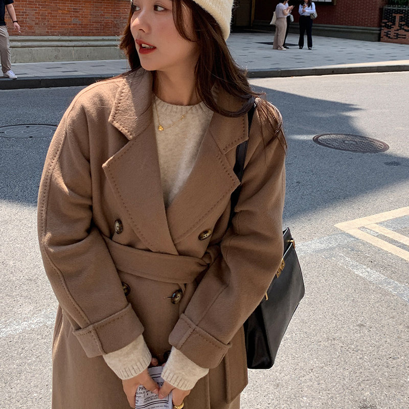 101801唐晶同款秋冬加厚双面羊毛大衣女中长款过膝系带毛呢子外套,女装/女士精品,毛呢外套,淘宝优惠券,粉丝福利购,淘宝优惠卷