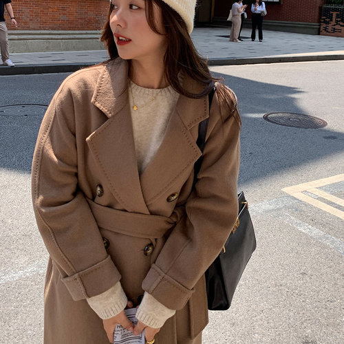 唐晶同款秋冬加厚双面羊毛大衣