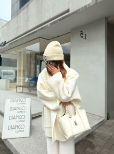 羊驼绒阔版大衣羊毛小个子女毛呢外套2025秋冬斗篷双面羊绒大衣