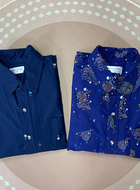 UO~日系纯棉印花夏威夷风小碎花长袖衬衫URBAN OUTTERS