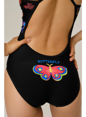 速浪|RS旗舰莱卡系列|RS08糖果蝶|无胸垫|竞速泳衣游泳