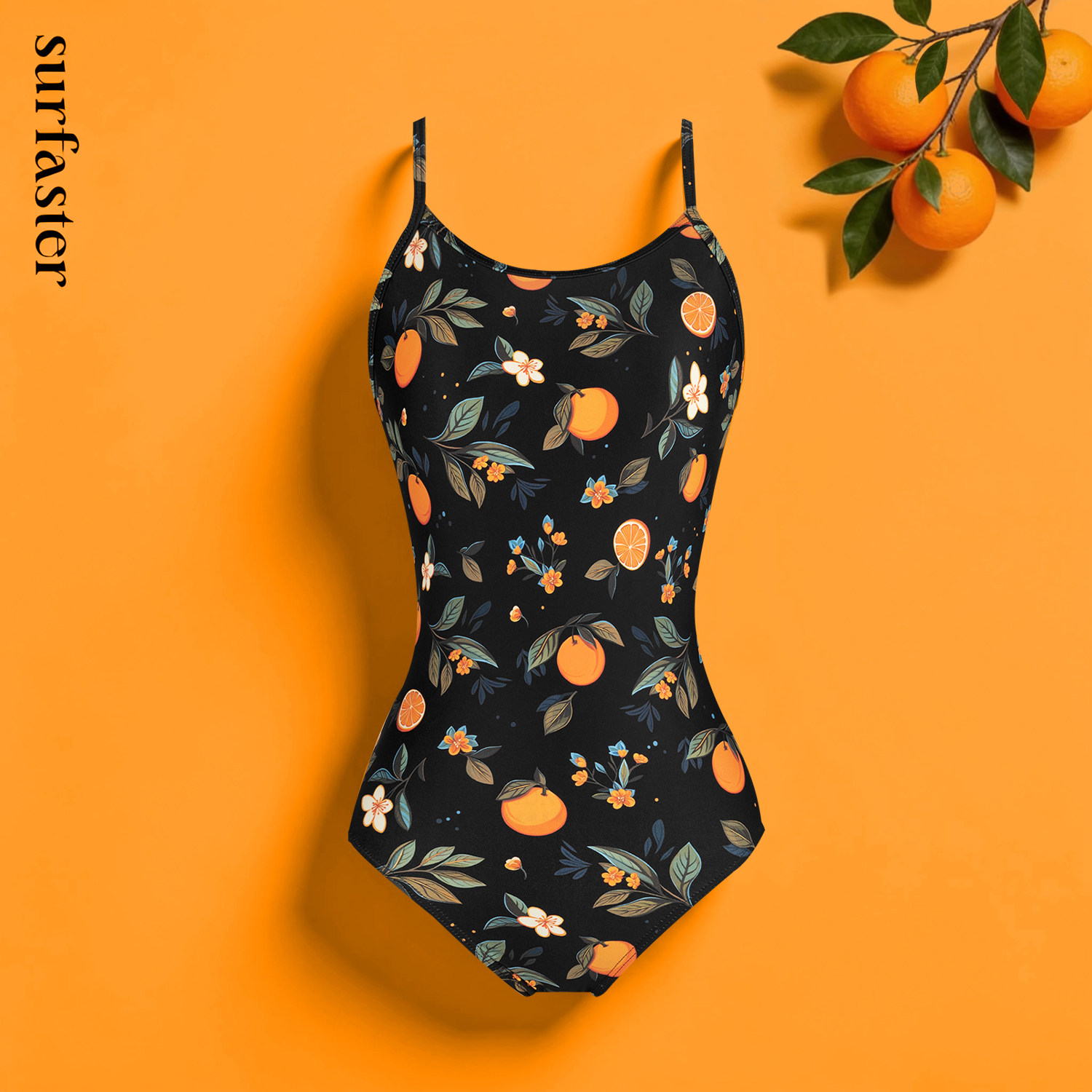 速浪|橘子花|无胸垫|2025年新款竞速泳衣女款连体显瘦
