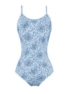 速浪|RS旗舰莱卡系列|RS16蓝玫瑰|无胸垫|女士竞速泳衣
