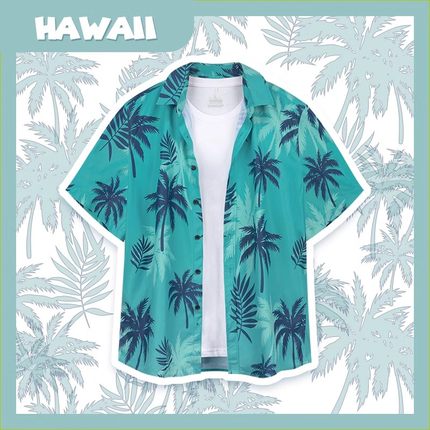 罪恶都市GTA衬衫汤米花衬衣男夏威夷棕榈叶沙滩海边度假短袖aloha