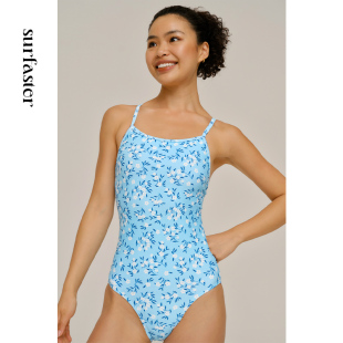 无胸垫 RS04小蓝花 竞速泳衣女游 RS旗舰莱卡系列 速浪