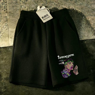 中裤 宽松休闲时尚 五分男潮牌华夫格短裤 爆款 马裤 帅气夏季 运动薄款