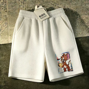 华夫格潮流裤 大裤 衩短裤 夏季 五分裤 休闲运动中裤 沙滩裤 男宽松马裤