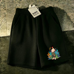 华夫格潮流裤 运动中裤 大裤 衩短裤 男 透气男士 沙滩五分裤 宽松休闲裤