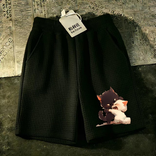 潮牌男宽松短裤 华夫格裤 休闲裤 运动裤 运动篮球休闲五分裤 2026夏季