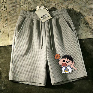 男宽松休闲运动裤 马裤 大码 五分裤 衩潮潮流 中裤 沙滩大裤 华夫格短裤