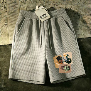 大裤 华夫格潮流裤 衩大码 短裤 2026宽松休闲马裤 沙滩五分裤 运动中裤