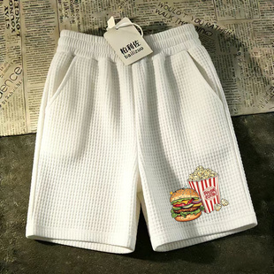 五分裤 大裤 马裤 短裤 衩 休闲运动中裤 印花图沙滩男宽松华夫格潮流裤