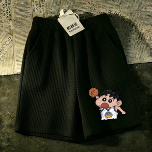 男宽松休闲运动裤 马裤 大码 五分裤 衩潮潮流 中裤 沙滩大裤 华夫格短裤