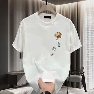 休闲宽松百搭五分袖 2026夏季 衣服 潮牌痞帅大码 t恤男美式 新款 短袖