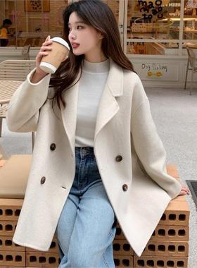时尚双面呢大衣女2025新款秋冬季高级感气质短款小个子毛呢外套