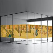 新中式 中国风艺术山水画办公室创意带胶贴纸磨砂玻璃贴膜家用定制