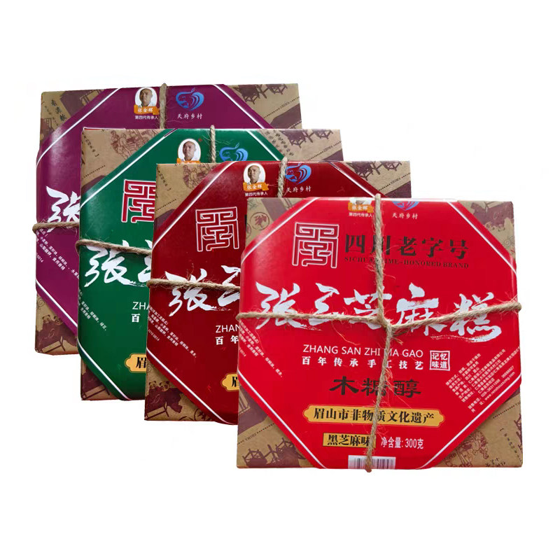 张三 木糖醇芝麻糕300g 四川仁寿特产传统糕点休闲零食节日送礼
