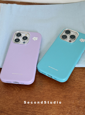 原创设计钻fafa皮质iphone17promax手机壳全包珊瑚蓝适用苹果16pro保护壳17韩系紫色15pro手感软糯小羊皮纹