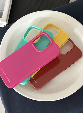 简约纯色iPhone17promax手机壳17轻薄硅胶软壳亮面苹果16pro保护壳全包边15pro