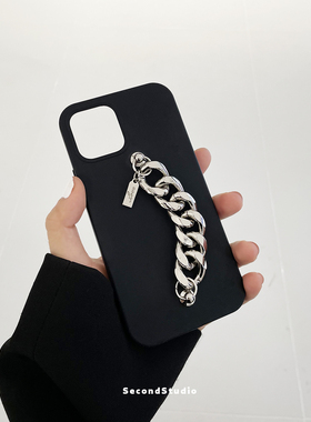气质iphone17小众金属链条手机壳16promax黑色17苹果15pro液态硅胶14软壳全包13防摔
