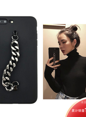 原创小众iphone17promax手机壳简约13磨砂黑色15港风金属链条苹果16promax全包软壳14pro防摔