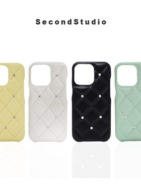 原创气质小香风iphone16promax重工款14pro柔软皮质软壳13精致水钻苹果15promax手机壳16保护壳