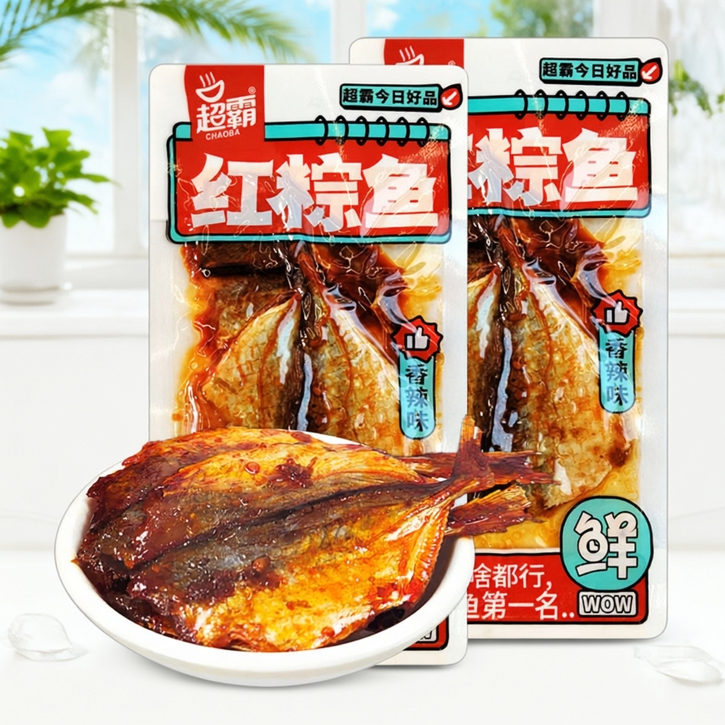 超霸红棕片片鱼湖南风味休闲麻辣食品即食海味熟食香辣鱼仔小零食