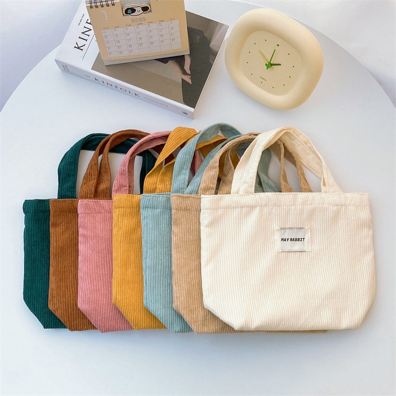 纯色灯芯绒手提包帆布包女日系清新大容量上班手拎包托特包便当包,箱包皮具/热销女包/男包,时尚帆布包,淘宝优惠券,粉丝福利购,淘宝优惠卷