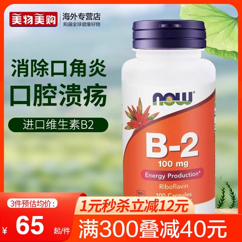 NOW美國進口維生素B2核黃素