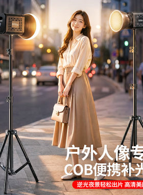 多功能COB 外拍灯架户外拍摄便携三脚架可折叠直播外景打光灯