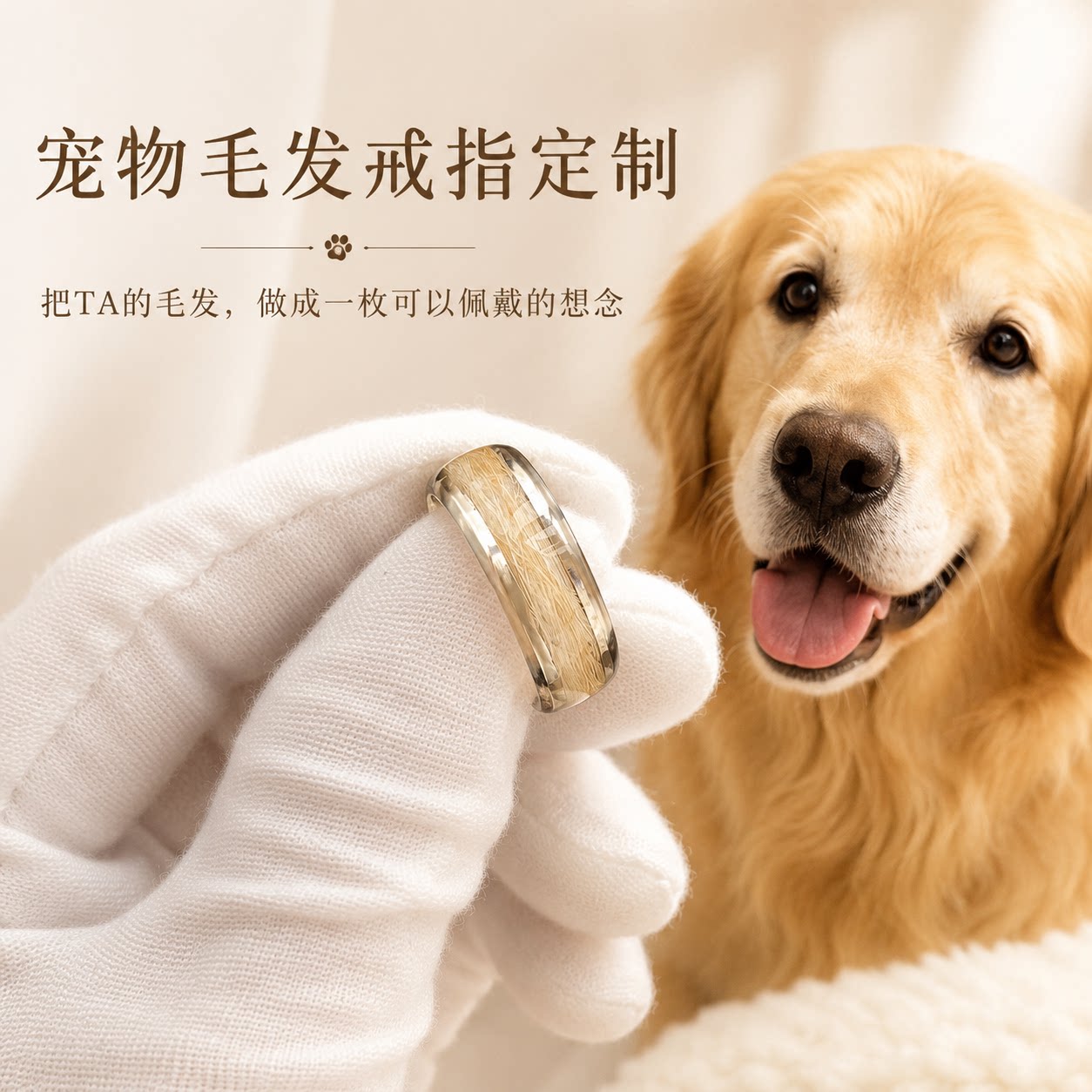 宠物毛发定制钛钢戒指留念