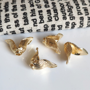 DIY首饰14K包金双片小花朵花托手工耳环diy配件隔珠不退色 防过敏