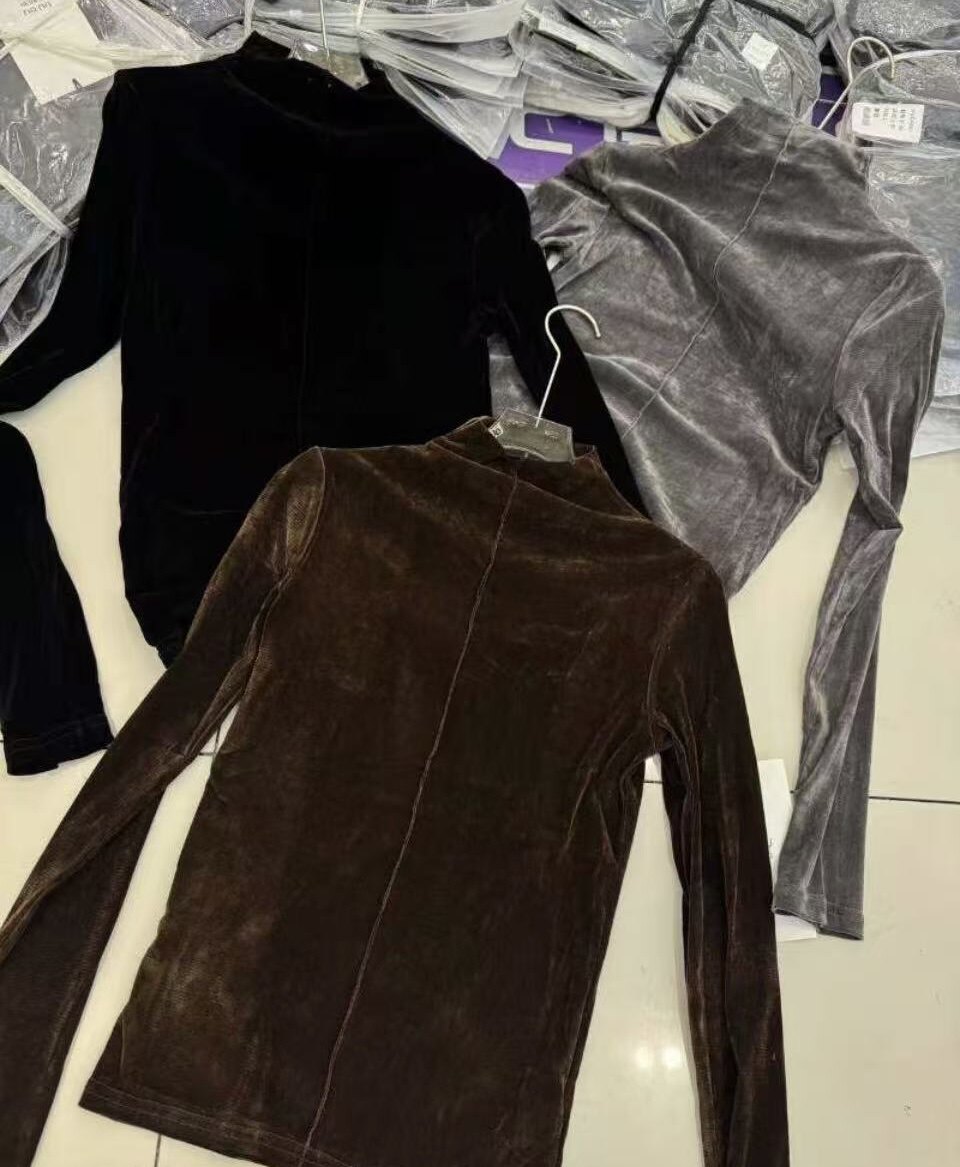 DUDU韩系高领丝绒长袖显瘦T恤衫女修身显瘦秋冬新款打底9312#