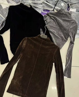 打底W9530 DUDU韩系高领丝绒长袖 显瘦秋冬新款 女修身 显瘦T恤衫