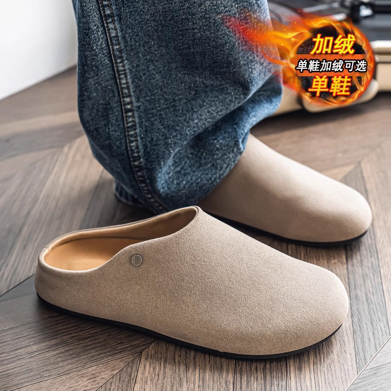 Мужская обувь Birken; зимние бархатные хлопчатобумажные туфли на одной педали без каблука; универсальные повседневные офисные тапочки Birken в стиле ретро Изображение 1