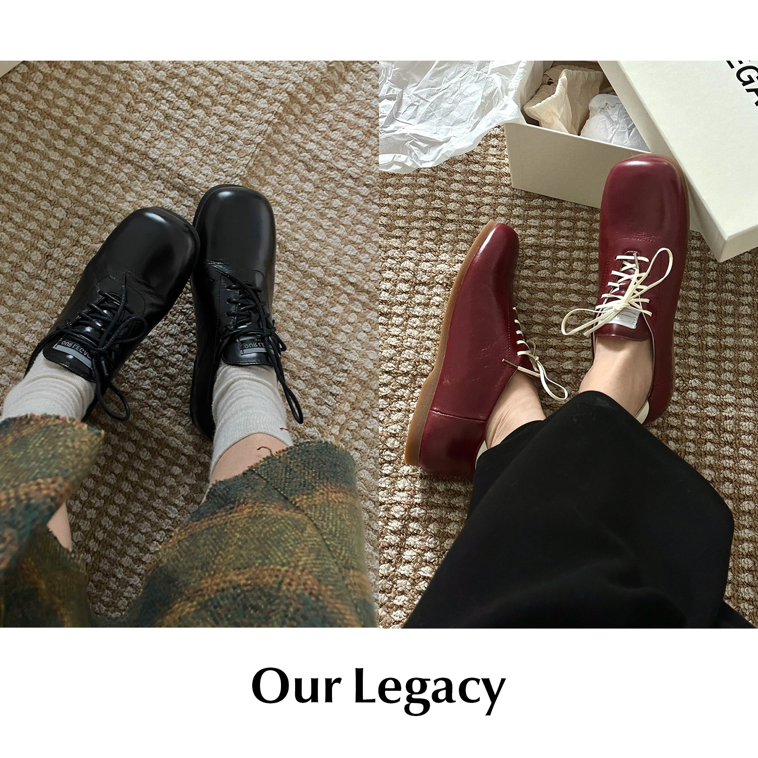 CETTCE 现货 Our legacy 两色缎面方头系带牛皮德比鞋sneak in