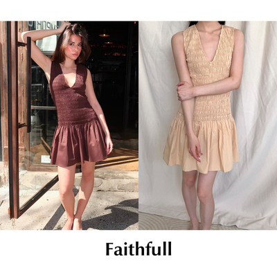 CETTCE 现货 Faithfull 无袖深V领褶皱A字短款连衣裙Palomar 两色